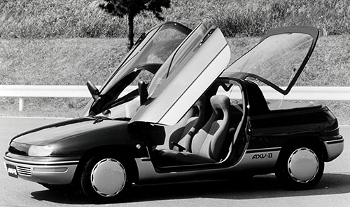 1987年の東京モーターショーに出展されたAXV-Ⅱa。Be-1やパオと同じパイクカーの流れを汲むモデルとされた