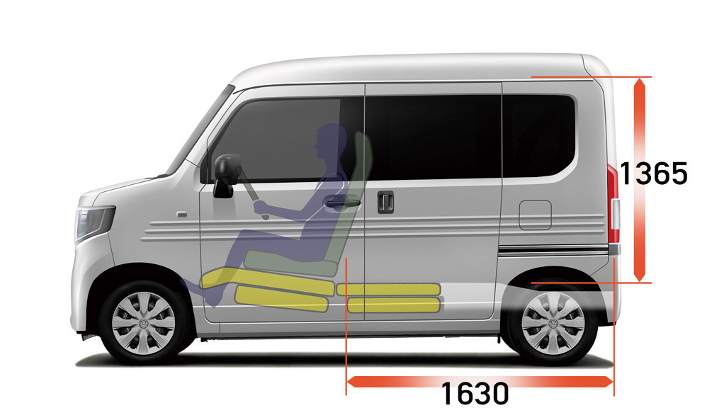 タント同様の助手席側センターピラーレスで使い勝手が向上。また運転席以外のシートはダイブダウンされフラットに