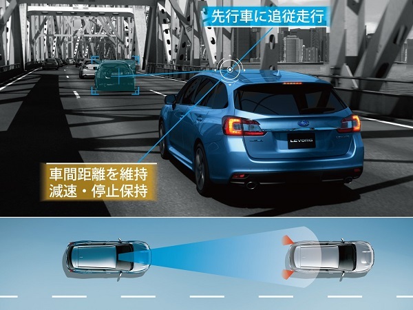 スバルのアイサイト搭載車の多くは、全ての車速で先行車に追従するクルコン機能をもつ。MT車の場合、加減速が自動で行われても、速度に応じたクラッチ操作やギアチェンジは手動でおこなう必要がある