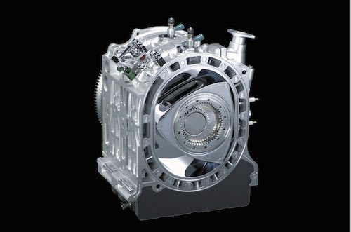 マツダが2007年に公開した次世代ロータリーエンジン「16X」。排気量は800cc×2で、今回完成したロータリーエンジンのベースとなっている