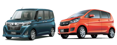 スバルジャスティなどのOEM車があるダイハツトール(左)デイズとは共同開発車だが、eKワゴンは標準車もターボがある(右)