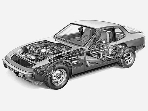 ポルシェ914の後継として開発が始まった924は当初、プラットフォームをVWやアウディの量販車から流用されていて、リアサスはVWタイプⅠのものだった